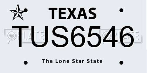 TUS6546 Texas License Plate