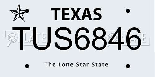 TUS6846 Texas License Plate