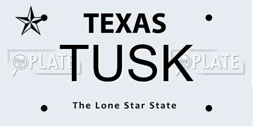 TUSK Texas License Plate