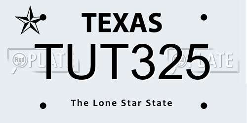 TUT325 Texas License Plate