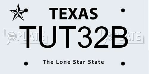 TUT32B Texas License Plate