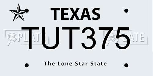TUT375 Texas License Plate
