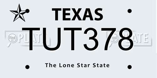 TUT378 Texas License Plate