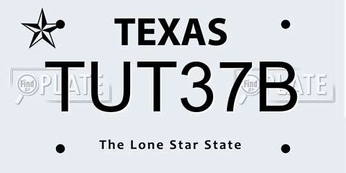 TUT37B Texas License Plate