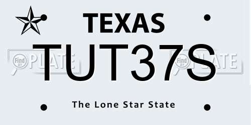 TUT37S Texas License Plate