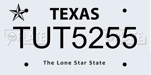TUT5255 Texas License Plate