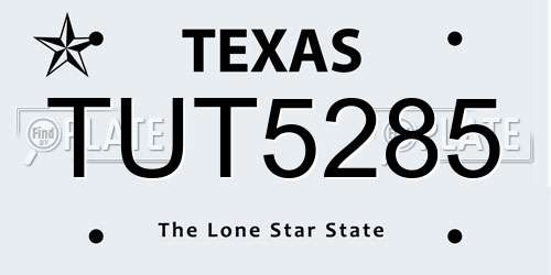 TUT5285 Texas License Plate