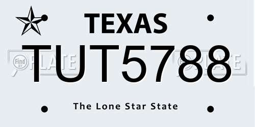 TUT5788 Texas License Plate