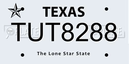 TUT8288 Texas License Plate