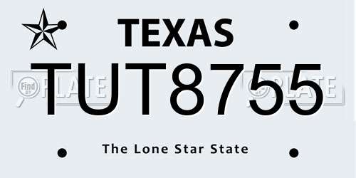 TUT8755 Texas License Plate