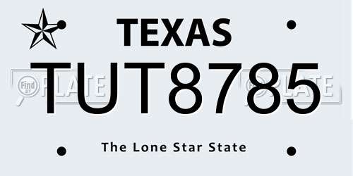 TUT8785 Texas License Plate