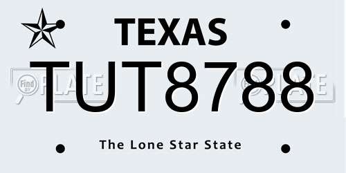 TUT8788 Texas License Plate