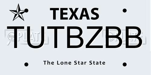 TUTBZBB Texas License Plate