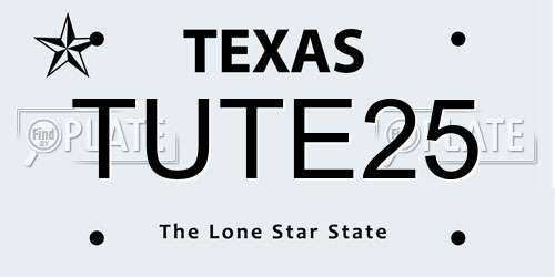 TUTE25 Texas License Plate