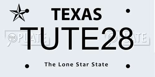 TUTE28 Texas License Plate