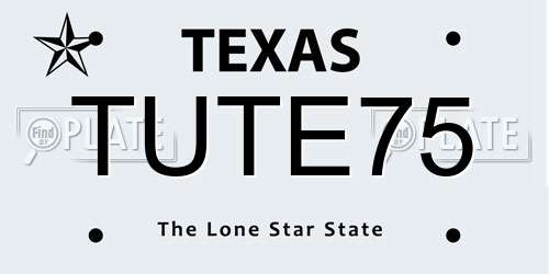 TUTE75 Texas License Plate