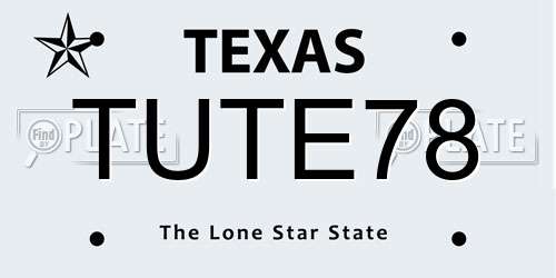 TUTE78 Texas License Plate