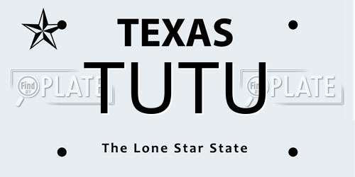 TUTU Texas License Plate