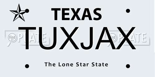 TUXJAX Texas License Plate