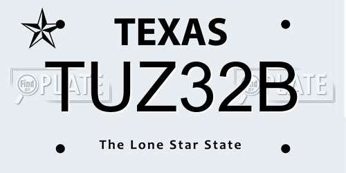 TUZ32B Texas License Plate