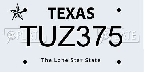 TUZ375 Texas License Plate