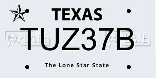TUZ37B Texas License Plate