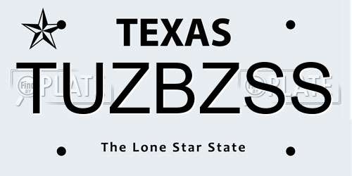 TUZBZSS Texas License Plate