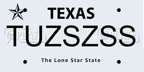 TUZSZSS Texas License Plate