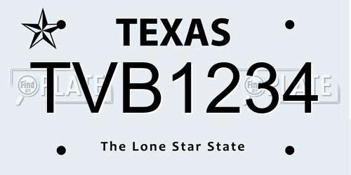 TVB1234 Texas License Plate