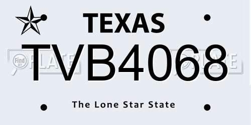 TVB4068 Texas License Plate
