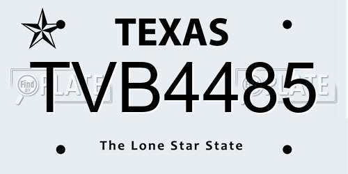 TVB4485 Texas License Plate