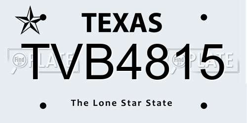 TVB4815 Texas License Plate