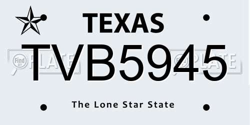TVB5945 Texas License Plate