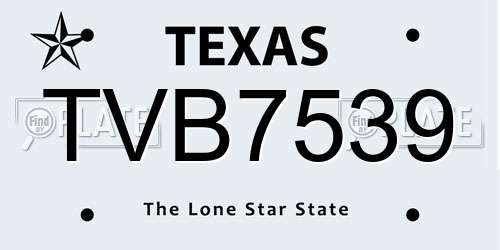 TVB7539 Texas License Plate