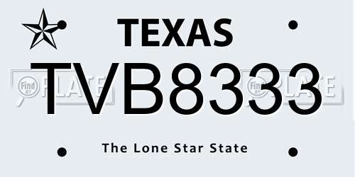 TVB8333 Texas License Plate
