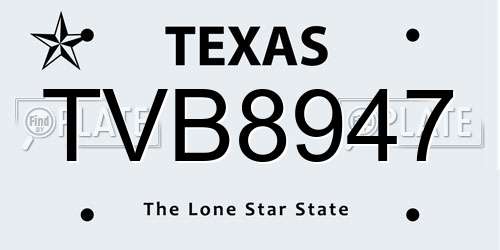 TVB8947 Texas License Plate
