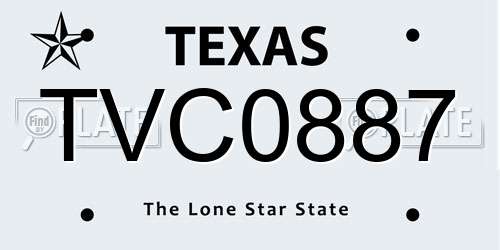 TVC0887 Texas License Plate