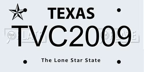 TVC2009 Texas License Plate