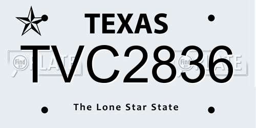 TVC2836 Texas License Plate