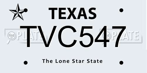 TVC547 Texas License Plate
