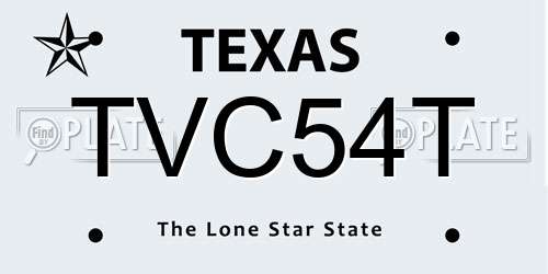 TVC54T Texas License Plate