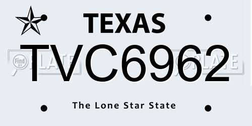 TVC6962 Texas License Plate
