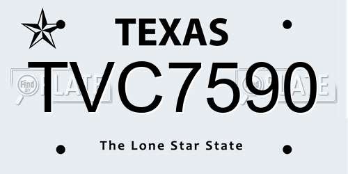 TVC7590 Texas License Plate
