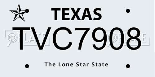 TVC7908 Texas License Plate