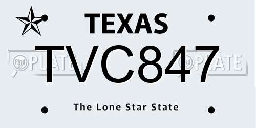 TVC847 Texas License Plate