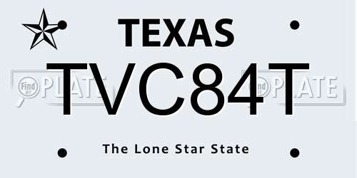 TVC84T Texas License Plate
