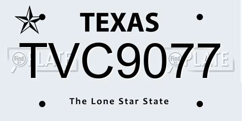 TVC9077 Texas License Plate
