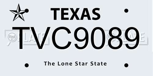 TVC9089 Texas License Plate