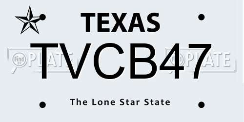 TVCB47 Texas License Plate