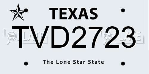 TVD2723 Texas License Plate